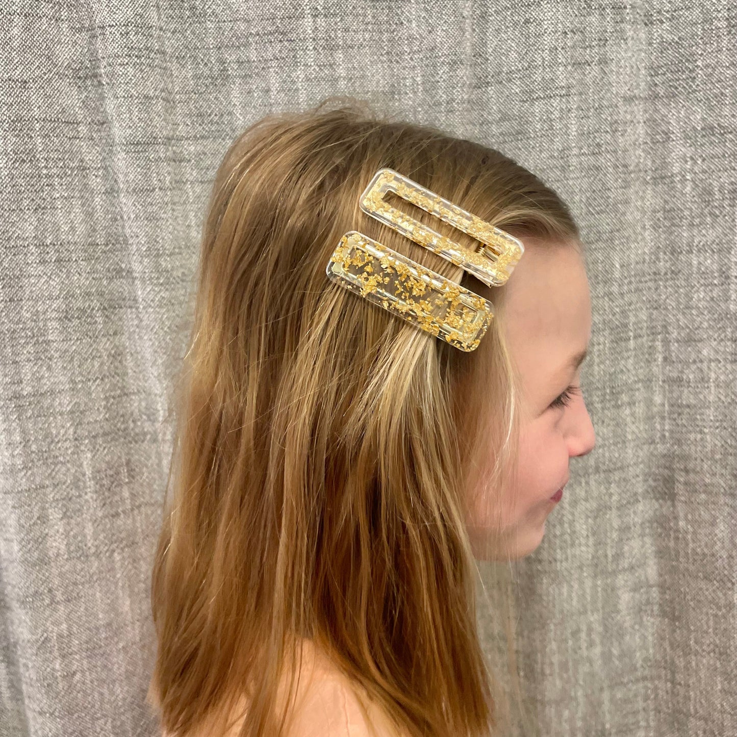 Set of 2 Hairclips - Gold Flakes