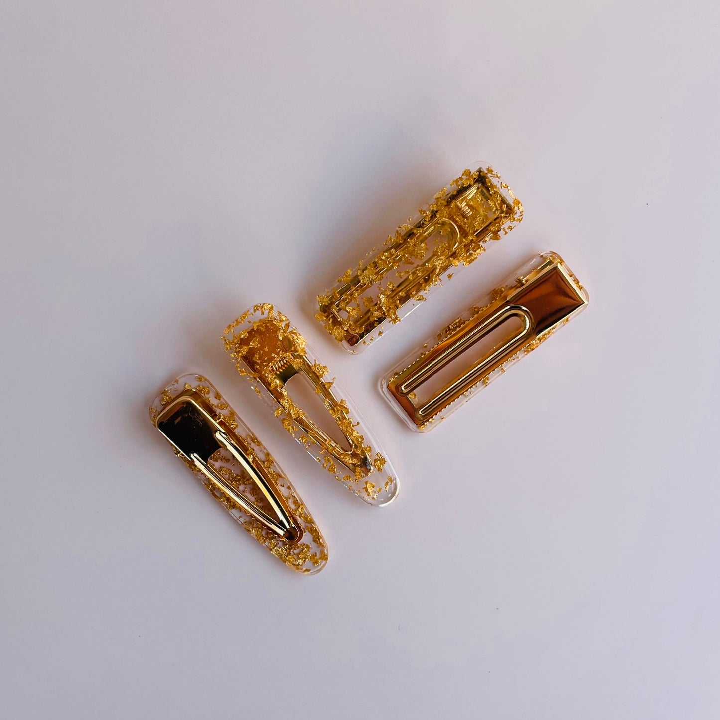 Set of 2 Hairclips - Gold Flakes
